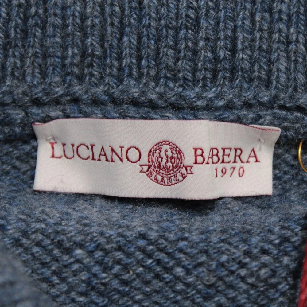 Luciano Barbera NWT Collared Knit Sweater Size 56 (US XXL) in Blue 100% Cashmere